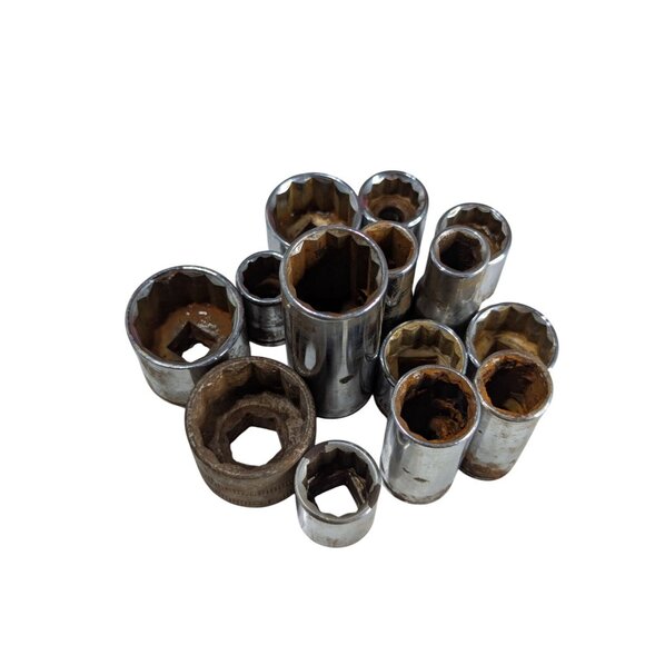 Vintage Mixed Socket Set 11-Piece With Rust Patina & TAT514221 Marking For Repai - Picture 1 of 3